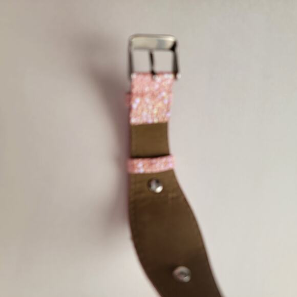 Vintage Watches Pink Glitter Strap Quartz Watch Iridescent Y2K Statement Style - Picture 8 of 10